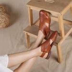 S322 Flower Wedges With Thick-Soled Handmade Shoes Factory Direct Sales, Leather