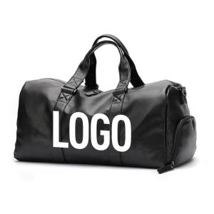 Wholesale Custom Logo Luxury Designer PU Leather Gym Sport Duffle Bag with Shoe Compartment Weekender Travel Bags for Men from china suppliers