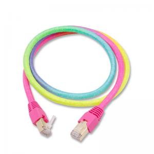 China Rainbow Color Braided Cat8 Patch Cable 26AWG To Match Colored Lights on sale