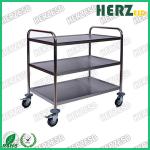 201 / 304 Stainless Steel ESD Safe Carts , Medical Dressing Trolley With Handle