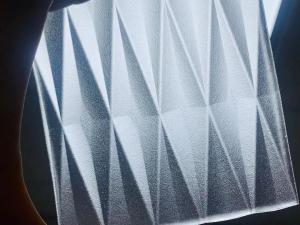 Wholesale Carved Tecture 10mm Extra Clear Glass Tempered Acid Etched Glass Narrow V-Grooves from china suppliers