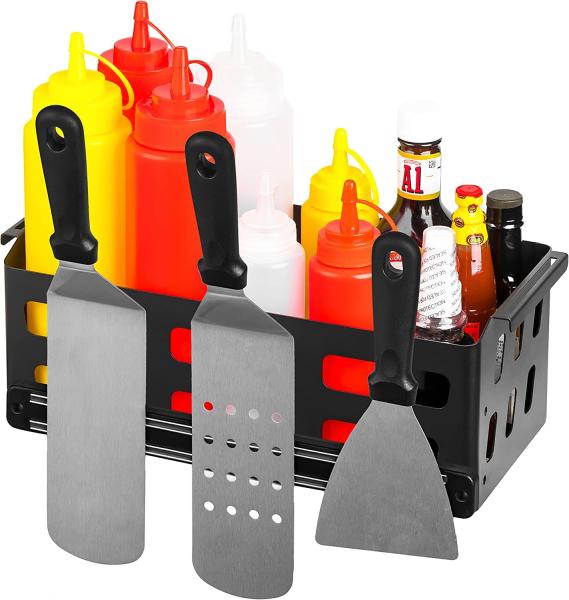 Space Saving Griddle Caddy with Magnetic BBQ Utensils Strip for Blackstone 28"