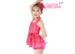 MiDee Fuchsia Jazz & Tap Costumes Outfits 2 Pieces Halter Sequin For Girls