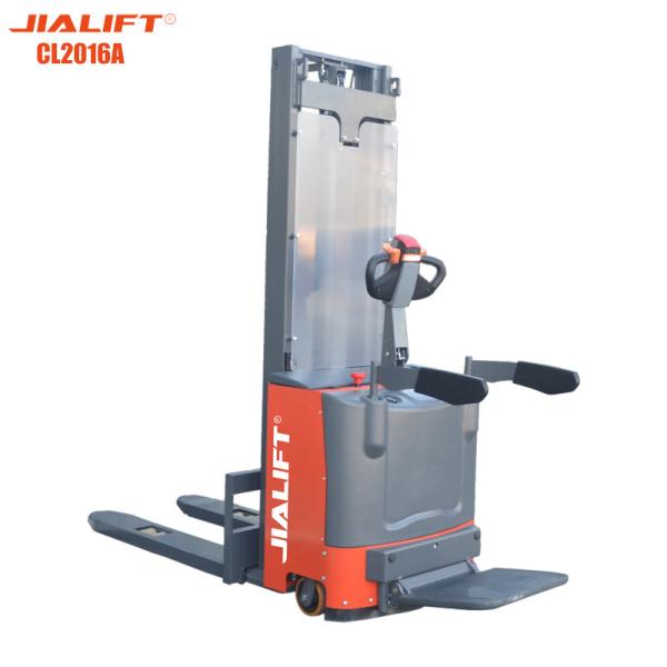 Standing On Electric Stacker 2000kg Lifting Height 1600mm Battery Powered