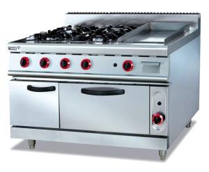 Wholesale Commercial Gas Range 4-Burner With Griddle and Bottom Oven Western Kitchen Equipment from china suppliers