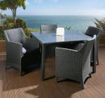 Modern luxury PE rattan dinning table chair waterproof outside patio dinning