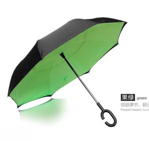 Wholesale C handle Reverse Folding Umbrella, opposite umbrella, upside down reversible Inverted umbrella from china suppliers