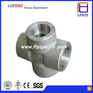 China 3000 LBS Carbon Steel Forged Pipe Fitting Socket Weld Cross on sale