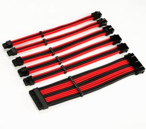 Wholesale Sleeve Cable Extension ATX Power Supply Extension Cable PSU 18AWG 300mm Black RED from china suppliers