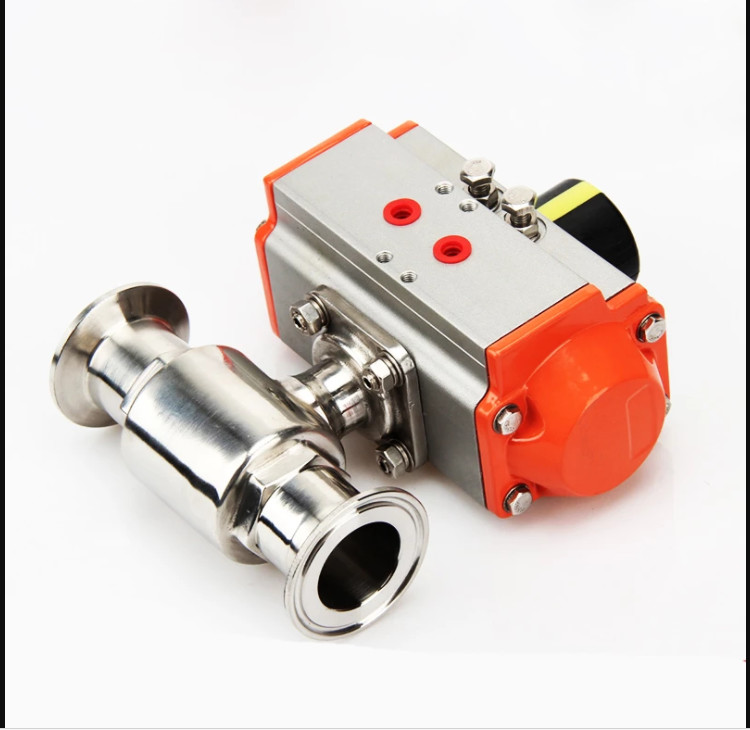 SS304 T Type Three Clamp Pneumatic Ball Valve 250mm Encapsulated