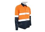 Durable Orange/ Navy Safety Work Clothes Reflective Work Shirts No Pilling