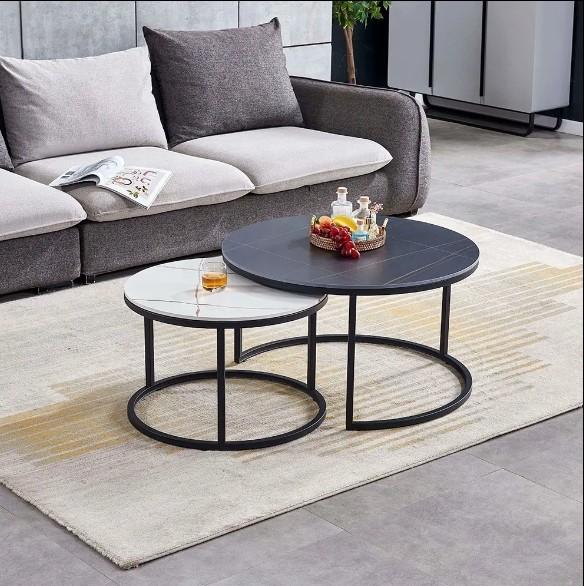 Office Furniture Coffee Tables Nordic Style Round Marble Nesting Coffee Table