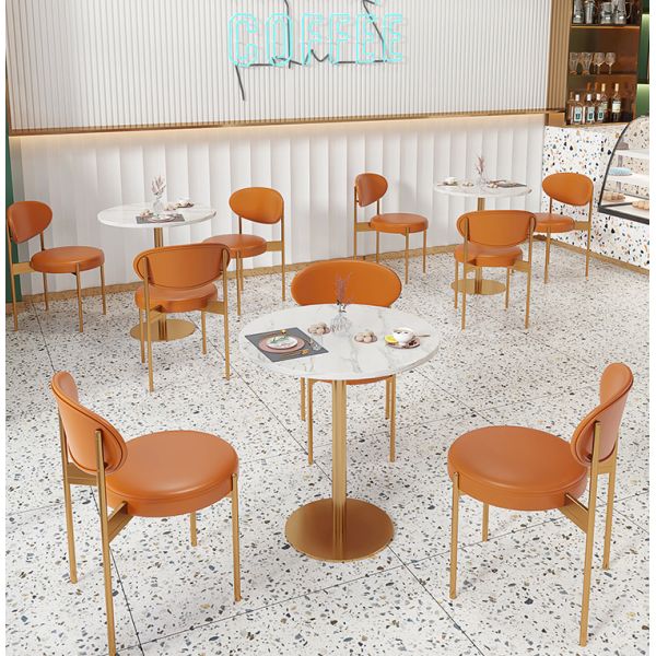 Light Luxury Adult Restaurant Dining Table Combination Iron Metal Single Chair and Bench Sofa