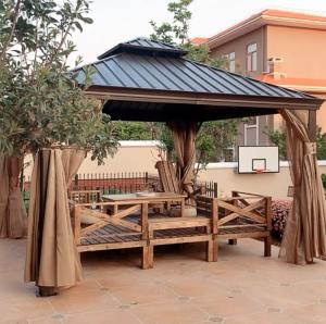 Wholesale Gray Outdoor Aluminum Pergola Louvered Roof Automatic Canopy with Side Screen from china suppliers