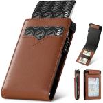 Custom Logo Vegan Leather RFID Protection Automatic Pop Up Card Holder with ID