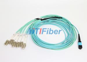 Wholesale MPO - LC 12 Core fibre optic patch cord Aqua Round Bundle Optical Fiber Cable from china suppliers