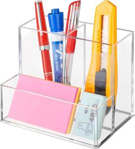 Wholesale Polished Clear Acrylic Desk Organizer Multi Compartment Acrylic Stationery Holder from china suppliers