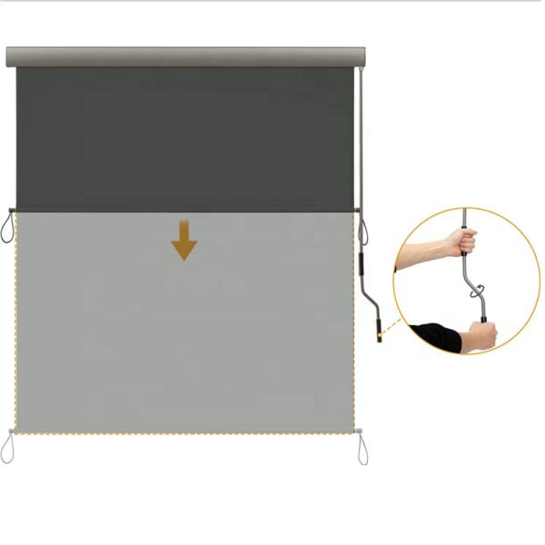 160*600cm Double Retractable Vertical Wind Screen Privacy Divider with Aluminum Frame