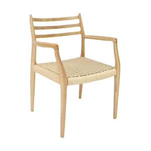 Wholesale Office Building Furniture Hand-woven Cord Solid Wood Dining Chair with Nitrolacquer Finish in Nordic Style from china suppliers