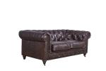 Living Room Two Seater Brown Leather Sofa , 2 Seater Leather Couch Durable Linen