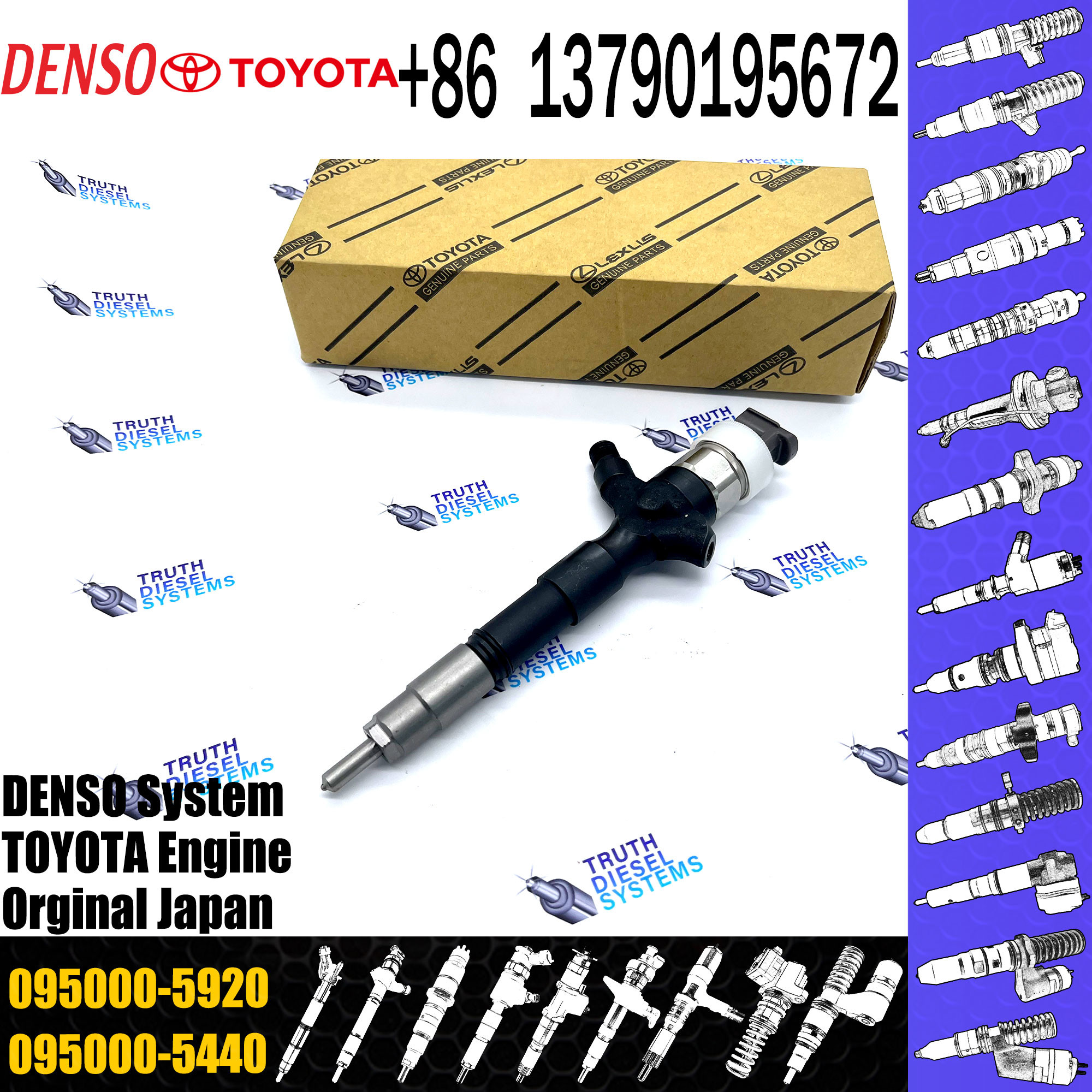 Common Rail Injector 23670-30110 095000-6180 095000-5920 for Diesel Engine 1KD-FTV