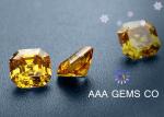 Colored Yellow Moissanite Asscher Cutting Shape In Middle Size 9 MM
