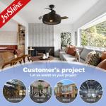 Remote Control Caged Light Ceiling Fan , Decorative LED Ceiling Fan