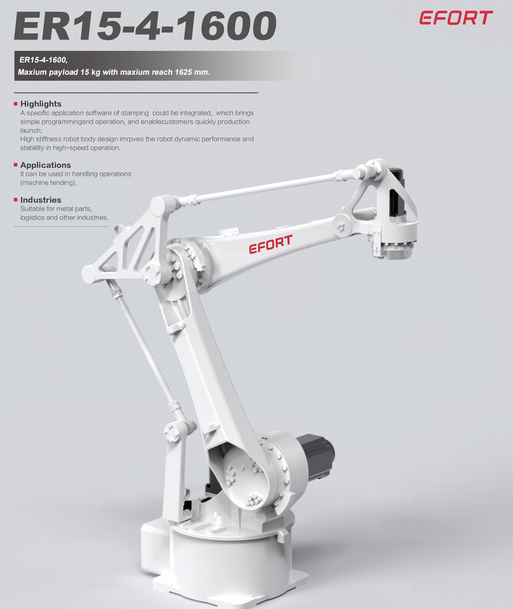 Palletizing Robot In Handling Operations Machine Tending For Metal Parts Logistics ER15-4-1600 Payload 15kg Reach 1625mm