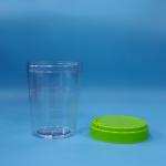 Large Round Green Handle Caps Candy Transparent PET Plastic Food Jars