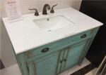 Crystal White 22" Wide Marble Vanity Countertops With Oval Sink And Three Faucet