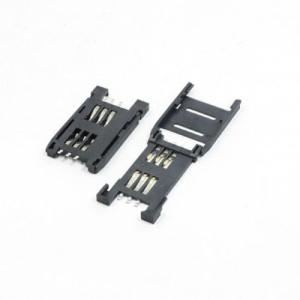 China LCP Reel Sim Card Socket 6 PIN Flip Type Selective Gold Flash PA9T PA6T on sale