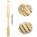 biodegradable Double Prong Mini Bamboo Appetizer Forks 3.5 Inch
