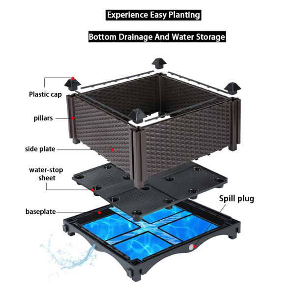 2pcs Elevated Polypropylene Plastic Raised Planter Boxes For Garden Sun Protection