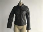 Button Through Ladies PVC Jacket , Pleather Dark Brown Jacket LEDO1739