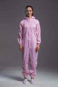Wholesale Lapel Collar Hooded ESD Anti Static Garments coverall pen pocket and holder pink color from china suppliers