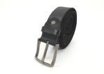 Black Mens Casual Leather Belt With Zinc Alloy Buckle 3.8cm Width