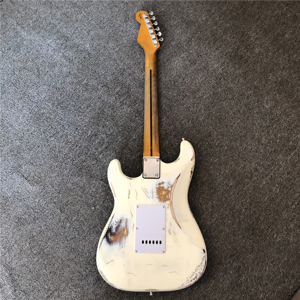 Custom handmade old SRV 100% handmade Milky white old polychromatic old electric guitar support drop shipping
