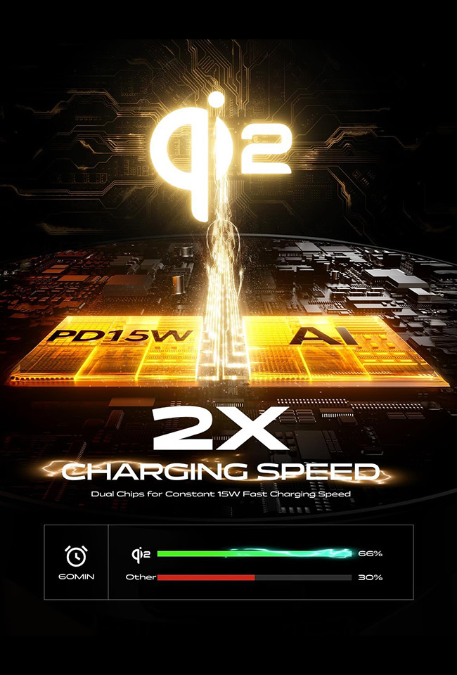QI2 Certified Wireless Charging Station With Magnetic Suction And Ultra-Thin Design For Automotive And One-Handed Operation