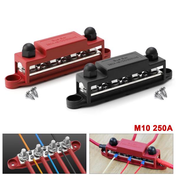 4 Post Power Distribution Block Bus Bar With Cover 250 Amp Rating Marine