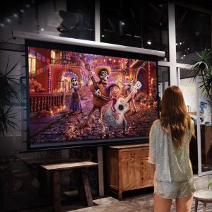 China Motorized Electric Projection Screens Large Size Pull Down Projector Screen 150 Inch on sale