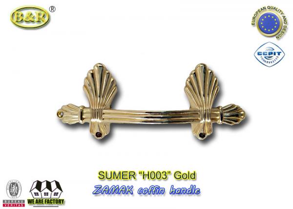 Quality European style zamak metal casket handle fitting H003 size 22.5*10.5cm color gold zinc alloy handle for sale