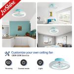 Large Air Flow 20 Inch Blue Finish LED Ceiling Fan for Bedroom Modern Design