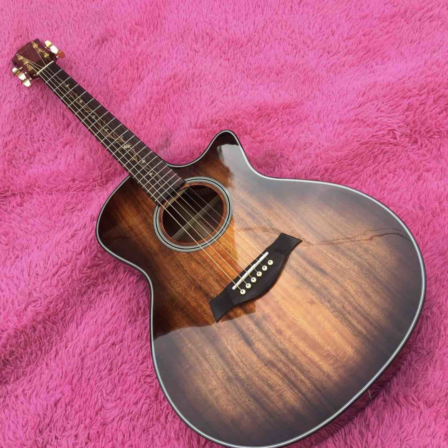 Solid Koa Wood Cutaway Rosewood Fingerboard GK24ce Acoustic Electric Guitar