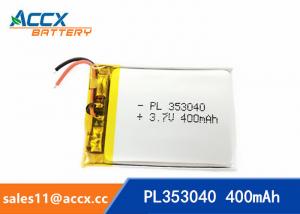Wholesale 353040pl rechargeable 353040 3.7v 400mah lithium polymer battery for MP3 player, MP4 player from china suppliers