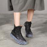 S216 Natural folds rubbed color leather handmade women's shoes cowhide thick