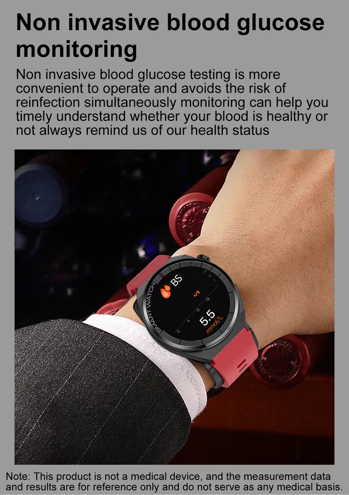 TK62 Health Smart Watch High Blood Pressure Smart Watch ECG PPG Air Pumb Bag