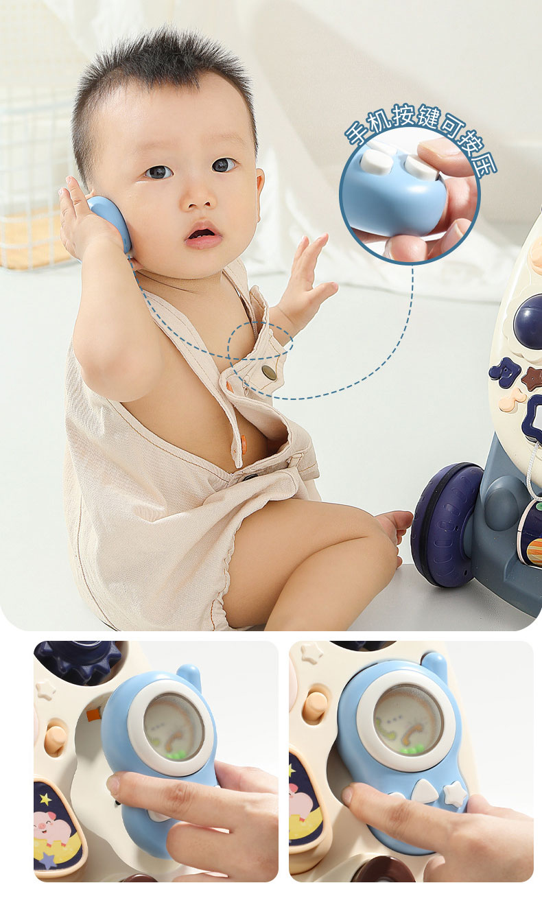 Foldable Sit Stand Early Push Toys Activity Center for Toddler Learning to Walk Baby Walker Infant Boys Girls Pull Wheels Musical Walking