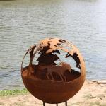 garden decoratibe camping Rustic Red Corten Steel Sphere For Fire Pit Sphere