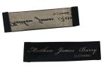 Black 30D yarn printed clothing labels , durable woven clothes labels