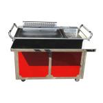 GREENARK TO29 Stainless Steel Red Mobile Teppanyaki Grill Table - Electromagneti